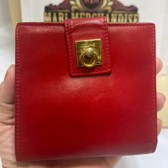 Celine Bifold Compact Wallet in Red Leather.Pre Loved. - Picture 11 of 13